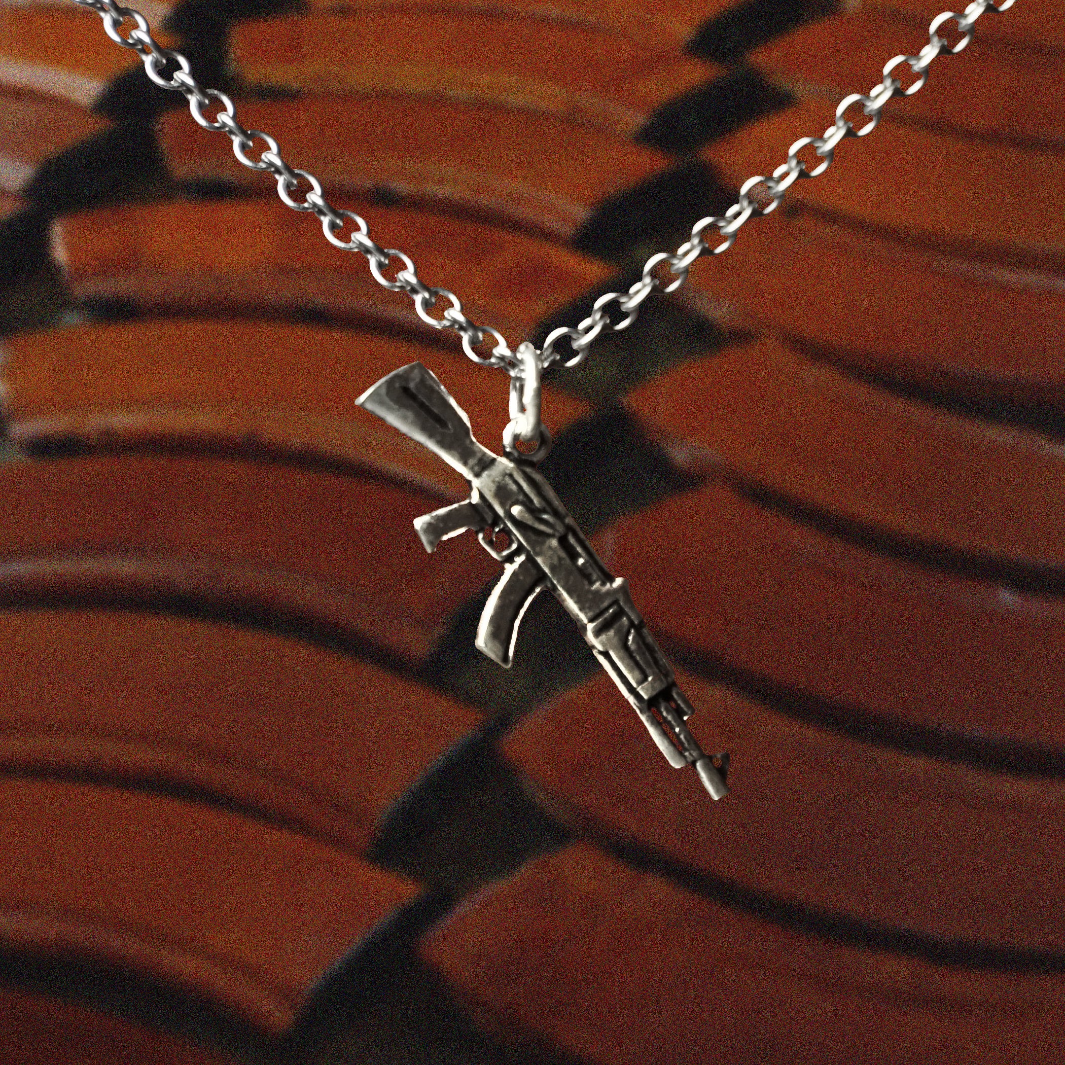 Stainless Steel Silver AK-47 Pendant w/ 5mm Miami Cuban Chain – RAONHAZAE